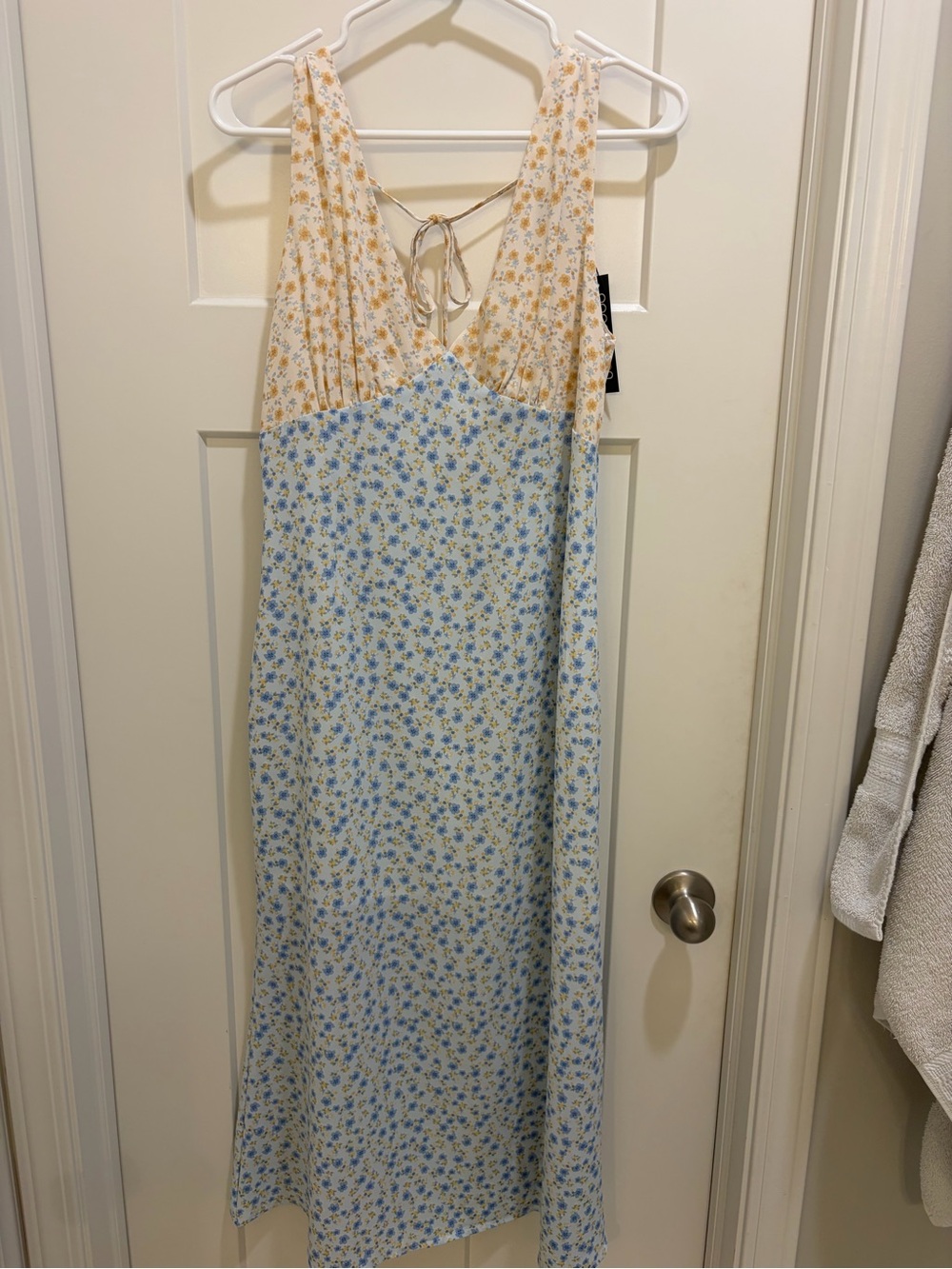 Papermoon Two-Tone Floral Slip Dress in Blue & Yellow